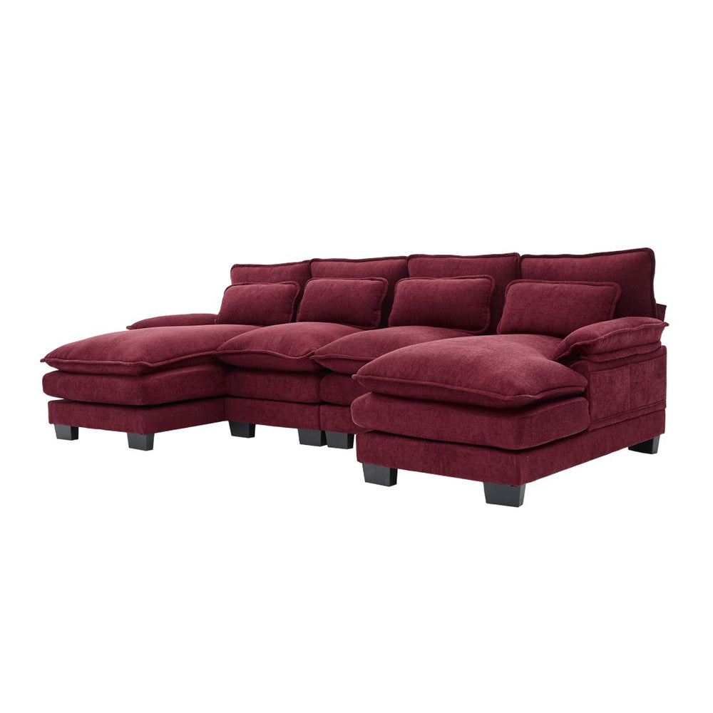English Elm United We Win U Shaped Cloud Couch - Luxurious Chenille 4-Seat Sectional With Memory Foam & Storage W1568S00214-GIGA