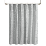 Intelligent Design Raina Modern/Contemporary Printed Metallic Shower Curtain ID70-1292 Grey/Silver