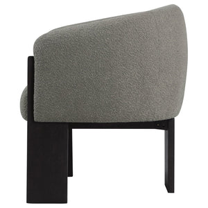 English Elm Maciel Boucle Barrel Accent Chair with Matte Black Legs for Modern Living Spaces B062P451836