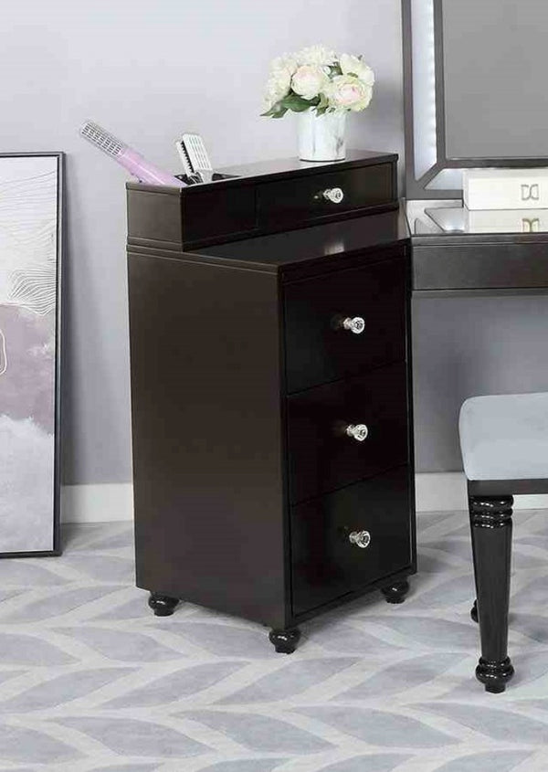 English Elm Glam Elegant Vanity Set with LED Mirror, Plush Stool, Ample Storage, Felt-Lined Drawers, Chic Finish Grey Mix 34 L x 19 W x 31 H B2741S00677