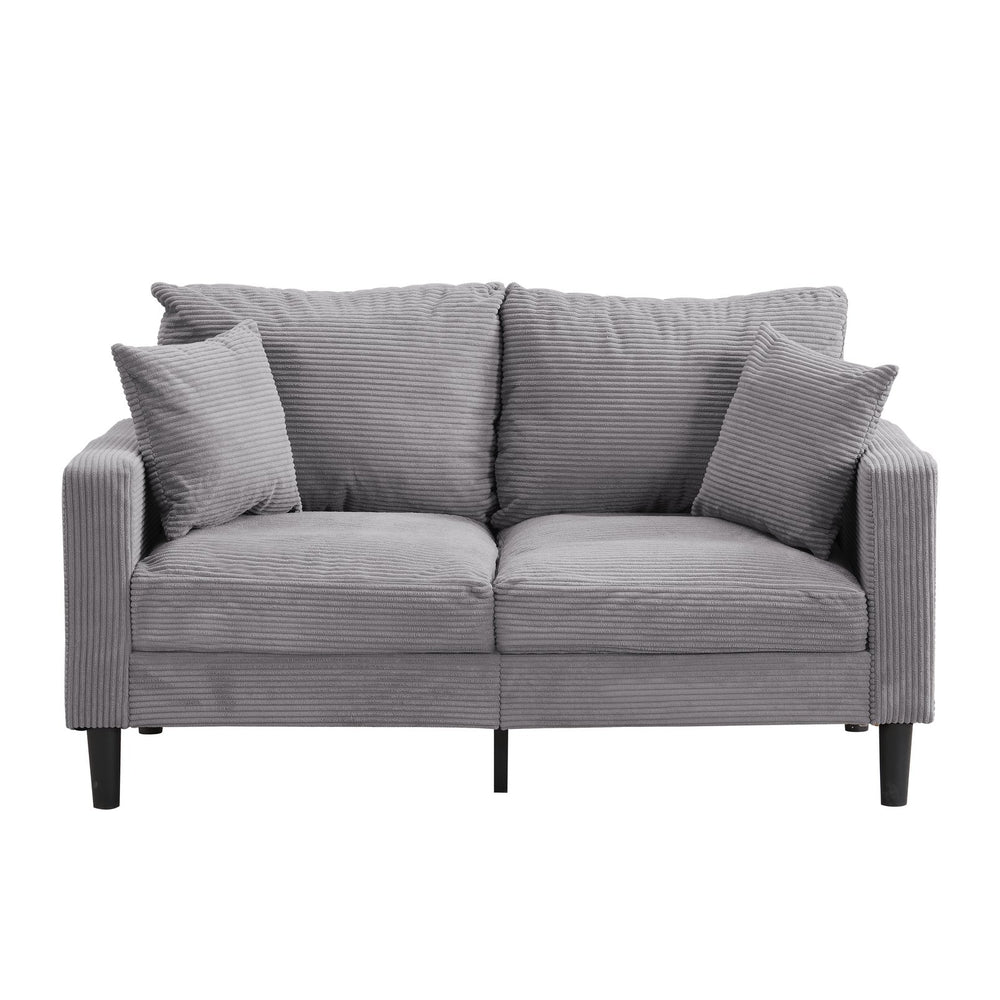 English Elm 57 High-Resilience Loveseat Sofa with Sturdy Wooden Frame, Corduroy Upholstery, Space-Saving Two-Seater Comfort Light Gray 32.09 L x 25.98 W x 15.55 H W2297P264496