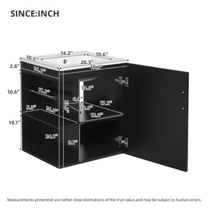 English Elm 20" Modern Bathroom Vanity with Sink Wall-Mounted Combo, Black Ceramic Basin, Soft-Close Door Storage Elegance N710P332058B