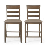 Christopher Knight Home® - Noble House - - Farmhouse Upholstered Wood Counter Stools (Set Of 2)