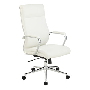 OSP Home Furnishings High Back Ergonomic Manager Chair with Antimicrobial Fabric Chrome Arms and Lumbar Support High Snow 920350C-R101