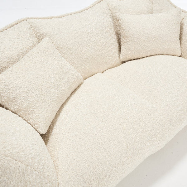 English Elm Soft Plush Foam Beanbag Chair for Two People, Square Recliner Sofa With Superfiber Comfort Embrace Beige W1996P252271