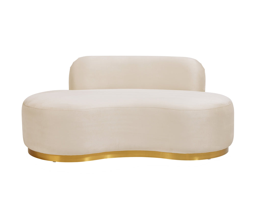 Sunpan Cassey Bench – Contemporary Curved Design with Gold Stainless Steel Base for Stunning Home Appeal Casablanca Cloud