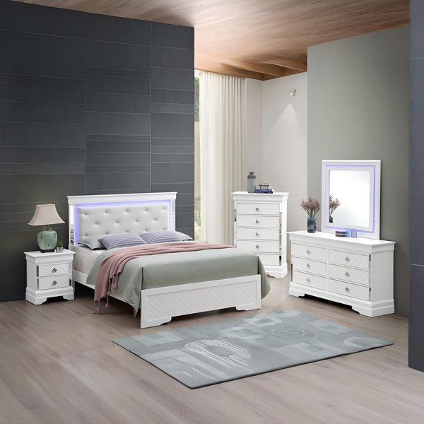 English Elm Chic Champagne Full Bed with Silver Finish, Durable Particle Board Frame, Transitional Style, 57"W B078S00546
