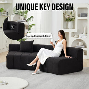 English Elm Chenille Corduroy Modular Curved Sectional Sofa Soft Cloud Form Living Room Seating W834P389121