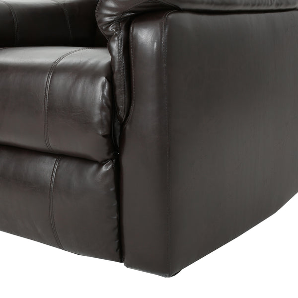 English Elm Christopher Knight Home® - Brown PU Glider Recliner Swivel Chair with Manual Recline, Compact Plush Seating for Small Spaces 61368.00PU