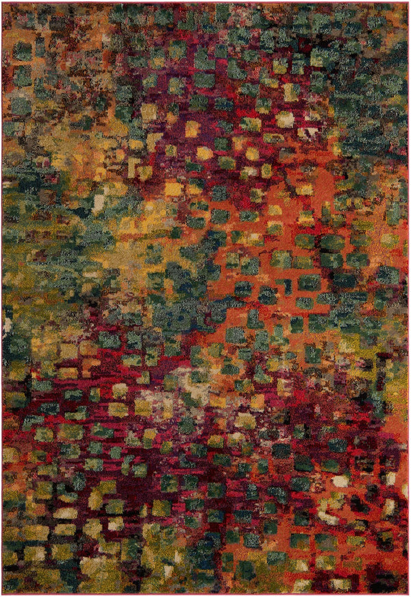 Unique Loom Jardin Ivy Machine Made Abstract Rug Multi, Cream/Light Blue/Navy Blue/Gray/Gold/Green/Burgundy/Orange/Purple/Violet/Pink 6' 1" x 9' 0"