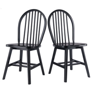 Winsome Wood Windsor 2-piece Black Chair Set - Classic 17th Century Design With Modern Comfort For Dining Spaces Black Solid Wood 29837-winsome-wood