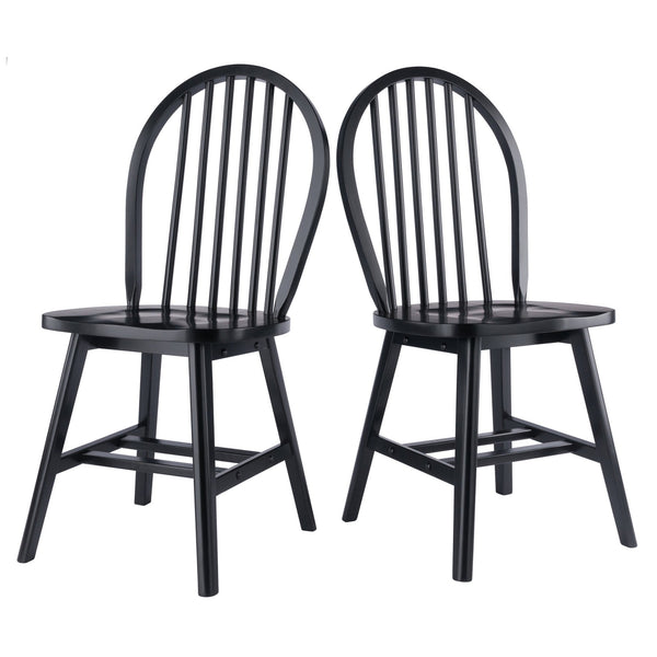 Winsome Wood Windsor 2-piece Black Chair Set - Classic 17th Century Design With Modern Comfort For Dining Spaces Black Solid Wood 29837-winsome-wood
