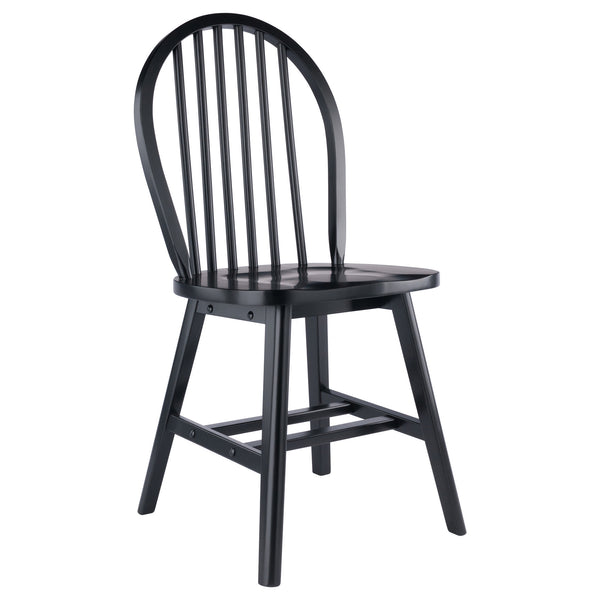 Winsome Wood Windsor 2-piece Black Chair Set - Classic 17th Century Design With Modern Comfort For Dining Spaces Black Solid Wood 29837-winsome-wood