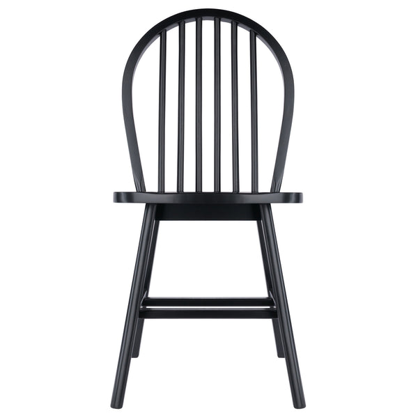 Winsome Wood Windsor 2-piece Black Chair Set - Classic 17th Century Design With Modern Comfort For Dining Spaces Black Solid Wood 29837-winsome-wood