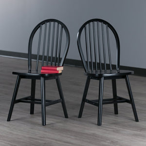 Winsome Wood Windsor 2-piece Black Chair Set - Classic 17th Century Design With Modern Comfort For Dining Spaces Black Solid Wood 29837-winsome-wood