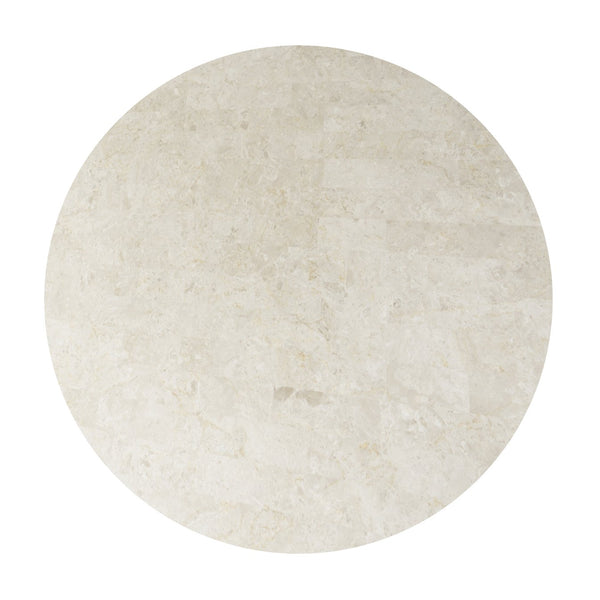 English Elm Qwin Elegant Natural Marble Top Round Dining Table with Oak Finish Curved Base – Durable Poplar Craftsmanship B2726S00088