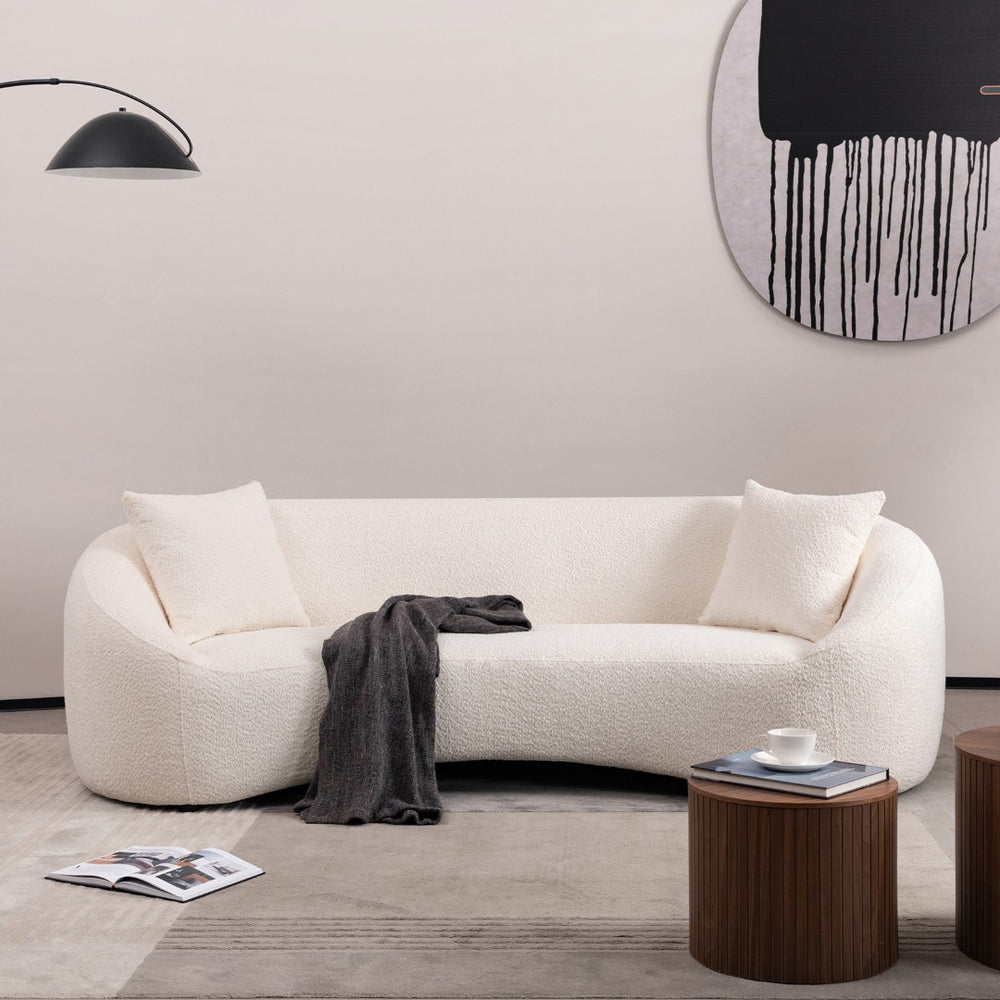 English Elm 3+1, Cloud Curved Boucle Sofa Three Seat Sculptural Arc for Modern Living Rooms W2664S00101