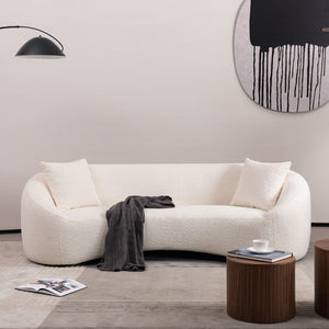 English Elm 3+1, Cloud Curved Boucle Sofa Three Seat Sculptural Arc for Modern Living Rooms W2664S00101