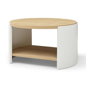 English Elm Round Two-tier Coffee Table with Open Shelf Modern Living Room Wood Grain Mdf Top W1117P224566