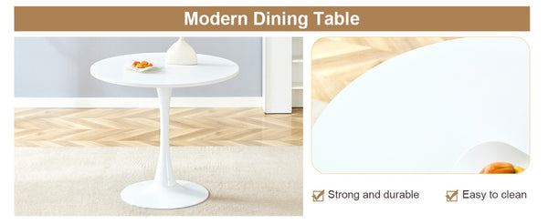 English Elm Table And Chair Set - Hourglass-Shaped 31.9" Round Table With 2 Stylish Dark Gray Pu Chairs For Dining W1151S03536-GIGA