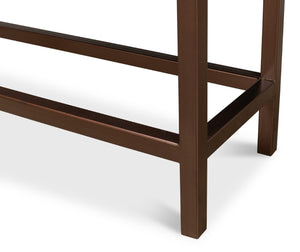 Sarreid Campaign Embossed Console - Luxurious Dark Brown Leather With Wood, Iron, Brass Accents For Style Brown  29859