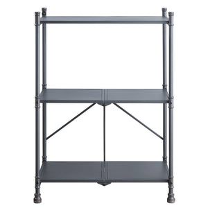 English Elm Sandy Industrial 3-Tier Console Table, Foldable Water-Pipe Shelves in Sandy Black Dark Bronze Finish — Durable Metal Storage & Rustic Display Piece for Home Entryway or Living Room B062P186469