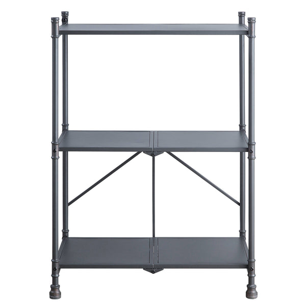 English Elm Sandy Industrial 3-Tier Console Table, Foldable Water-Pipe Shelves in Sandy Black Dark Bronze Finish — Durable Metal Storage & Rustic Display Piece for Home Entryway or Living Room B062P186469