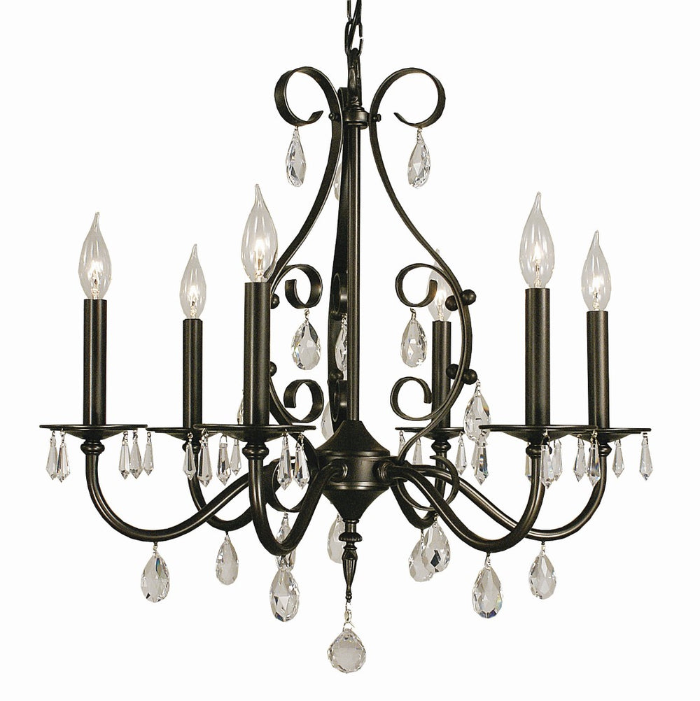 Framburg 6-light Elegant Dining Chandelier With Crystal Accents For Formal Or Casual Ambiance - Usa Made Mahogany Bronze Metal 2975 Mb
