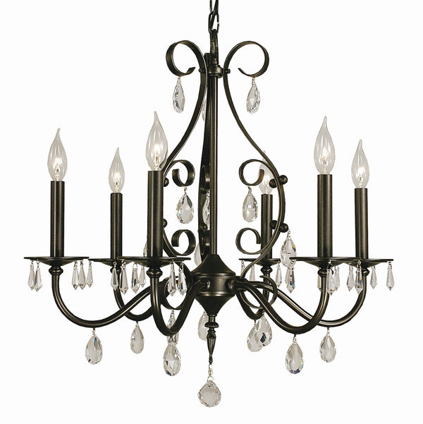Framburg 6-light Elegant Dining Chandelier With Crystal Accents For Formal Or Casual Ambiance - Usa Made Mahogany Bronze Metal 2986 Mb