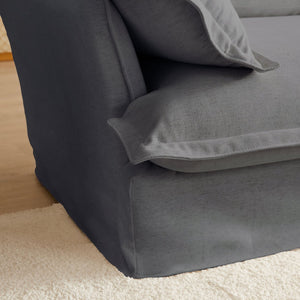 English Elm 87.4'' Modern Comfy Upholstered Sofa Cloud Couch - Deep Seat, Removable Washable Covers, Plush Dark Gray W2357P272956