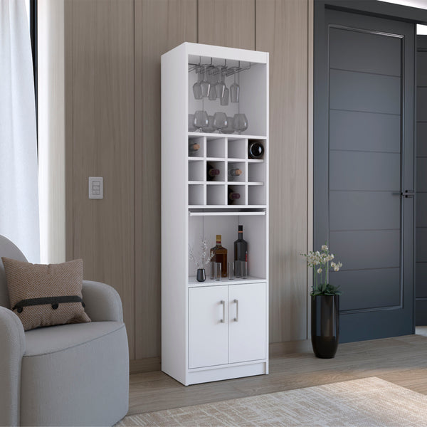 English Elm Pisek Elegant 5-Tier Bar Cabinet with 12 Bottle Cubbies & 5 Shelves — Tall Freestanding Wine Storage45 White 42.1 L x 18.5 W x 9.44 H B097P199748