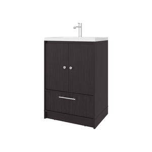 English Elm Wengue 2-Door Freestanding Bathroom Vanity with Sink, Waterproof Wenge Finish, Drawer Storage Elegance B062P355543