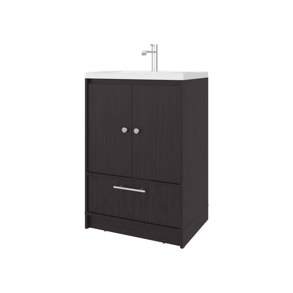 English Elm Wengue 2-Door Freestanding Bathroom Vanity with Sink, Waterproof Wenge Finish, Drawer Storage Elegance B062P355543