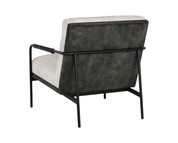 Sunpan TRISTEN Lounge Chair - Mid-Century Modern Design with Two-Tone Upholstery in Nono Cream & Dark Green 107777