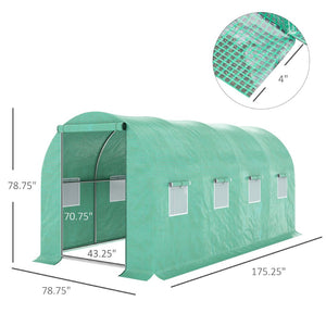 English Elm Outsunny Walk-in Hoop Greenhouse Steel Frame Pe Cover Ventilation for Year-round Growing W2225P217791