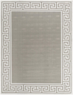 Unique Loom Outdoor Coastal Caye Machine Made Border Rug Gray, Ivory 7' 10" x 10' 0"