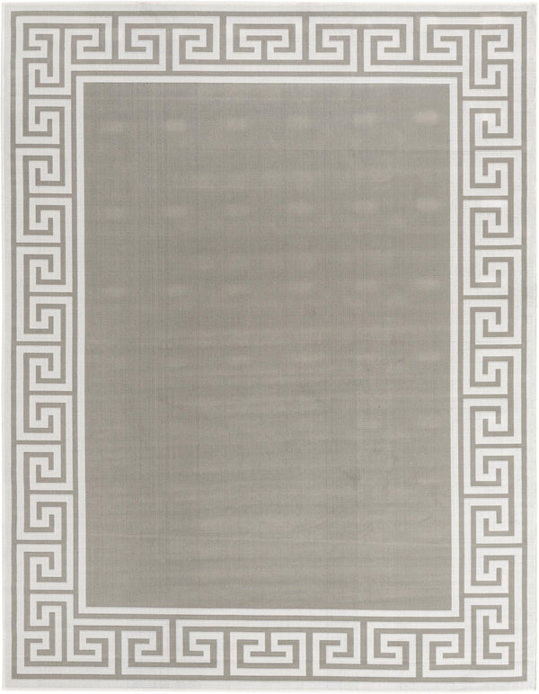 Unique Loom Outdoor Coastal Caye Machine Made Border Rug Gray, Ivory 7' 10" x 10' 0"