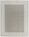 Unique Loom Outdoor Coastal Caye Machine Made Border Rug Gray, Ivory 7' 10" x 10' 0"