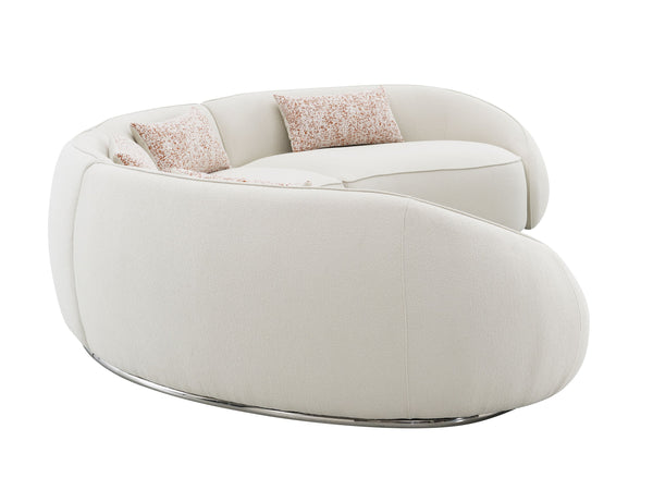 English Elm Sahara Beige Boucle Sectional Sofa with 3 Pillows — Modern Stainless Steel Base, Pocket Coil Comfort and Durable Wood Frame B2726S00249