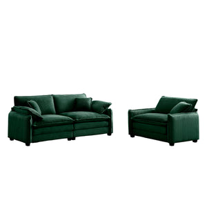 English Elm Modern Two-Piece Sofa Set In Plush Green Corduroy, Perfect For Small Apartments And Cozy Spaces W714S00729