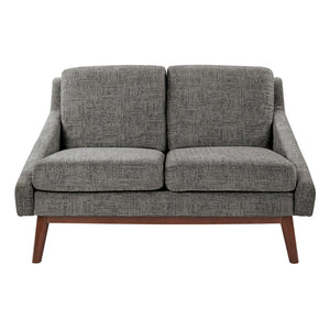OSP Home Furnishings Mid-century Open Arm Loveseat with Solid Wood Legs and Plush Fiber Cushions Loveseat Charcoal SL4422R-MC4
