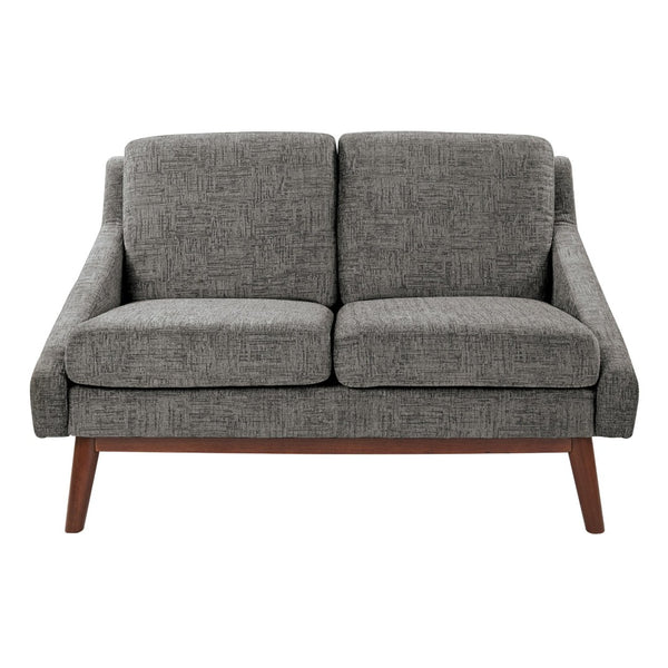 OSP Home Furnishings Mid-century Open Arm Loveseat with Solid Wood Legs and Plush Fiber Cushions Loveseat Charcoal SL4422R-MC4