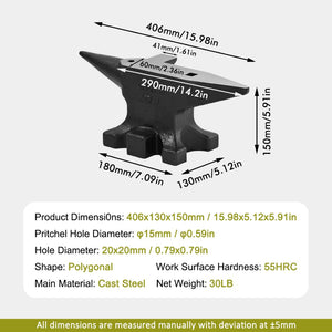 English Elm Multi-angle Cast Steel Anvil 30lb Heat Treated Blacksmith Forging Tool 55 Hrc W3213P487075