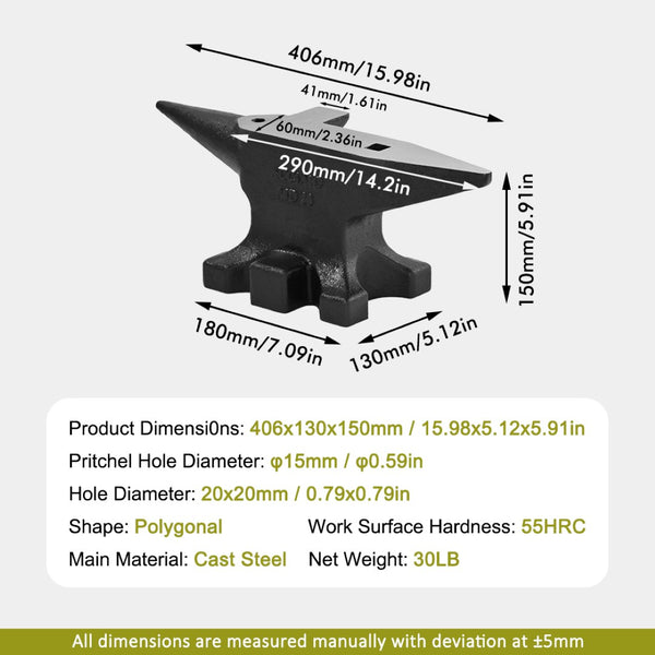 English Elm Multi-angle Cast Steel Anvil 30lb Heat Treated Blacksmith Forging Tool 55 Hrc W3213P487075