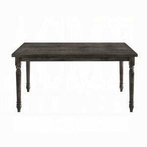 English Elm Weathered Weathered Grey Rectangular Dining Table with Turned Legs, Sturdy 60"L Oak Veneer Surface Elegance B062P209307