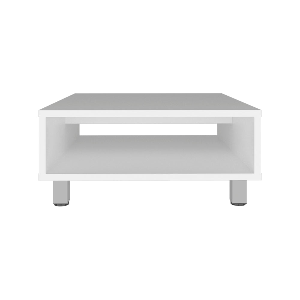 English Elm Coffee Table Burley Modern White Engineered Wood with Open Lower Shelf & Sturdy Metallic Legs, Sleek Design for Contemporary Living Rooms B092P245927