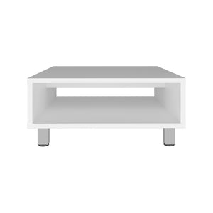 English Elm Coffee Table Burley Modern White Engineered Wood with Open Lower Shelf & Sturdy Metallic Legs, Sleek Design for Contemporary Living Rooms B092P245927
