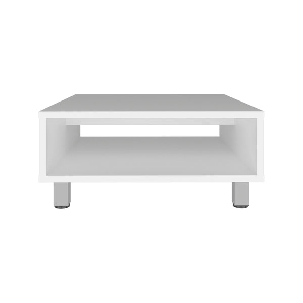 English Elm Coffee Table Burley Modern White Engineered Wood with Open Lower Shelf & Sturdy Metallic Legs, Sleek Design for Contemporary Living Rooms B092P245927