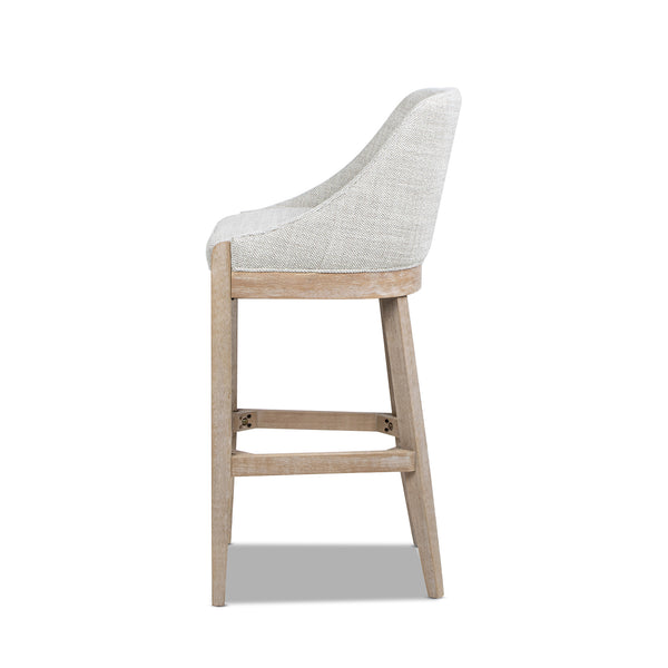 English Elm Jennifer Taylor Home - Newport 30.5" Coastal Curved Back Barstool Gray Upholstered Counter Height Rustic Poplar Finish Chic Comfort B2719P391775