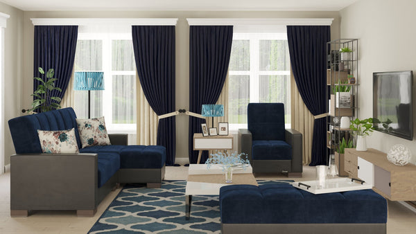 English Elm Primenest Convertible Chaise Lounge With Storage - Plush Microfiber Sleeper In Emerald Blue B030P303538-GIGA